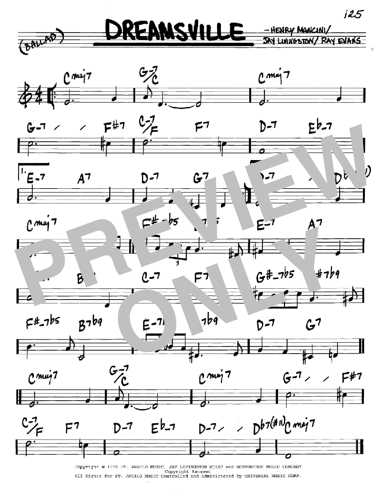 Henry Mancini Dreamsville Sheet Music Notes & Chords for Real Book – Melody, Lyrics & Chords - Download or Print PDF