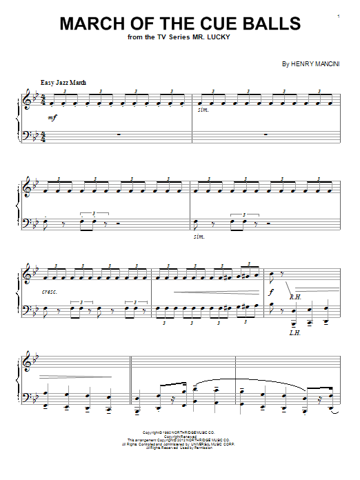 Henry Mancini March Of The Cue Balls Sheet Music Notes & Chords for Piano - Download or Print PDF