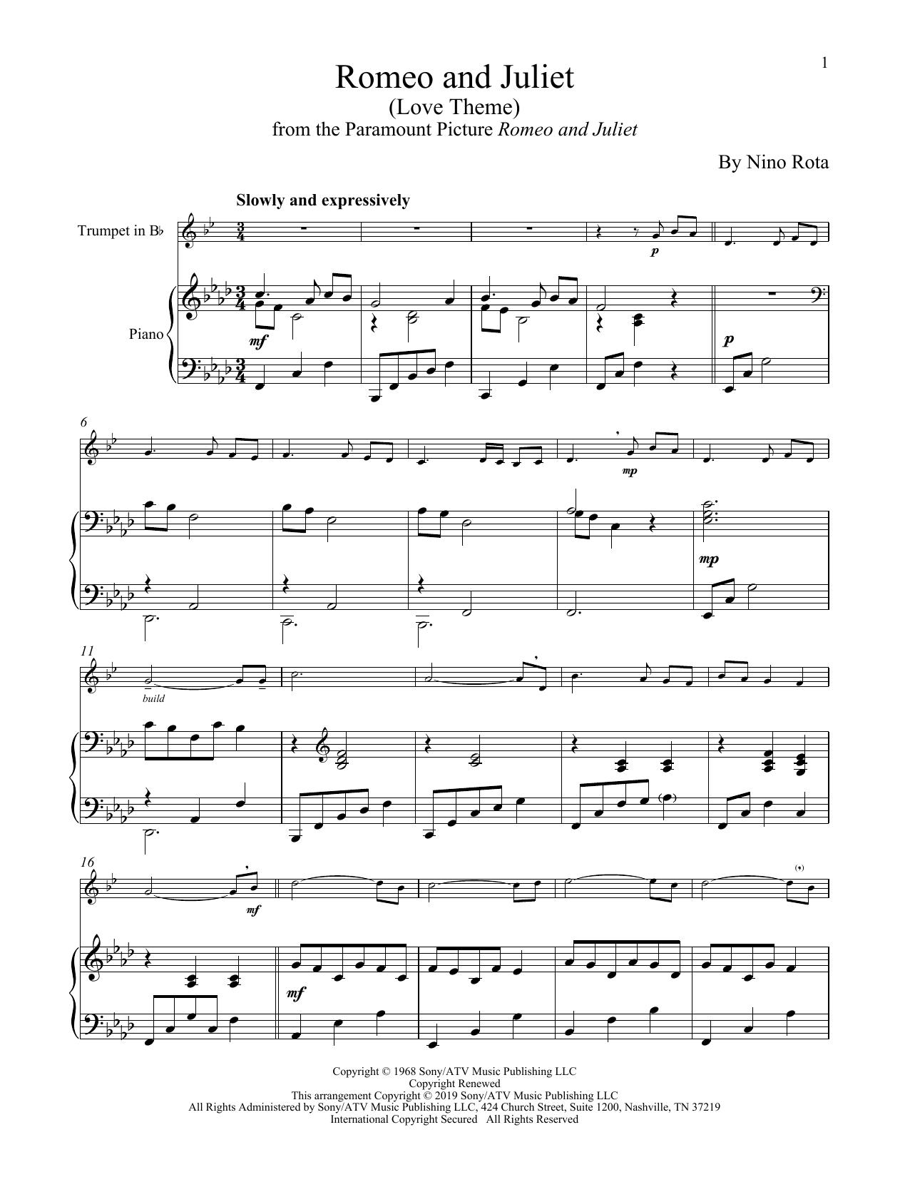 Henry Mancini Romeo And Juliet (Love Theme) Sheet Music Notes & Chords for Violin and Piano - Download or Print PDF