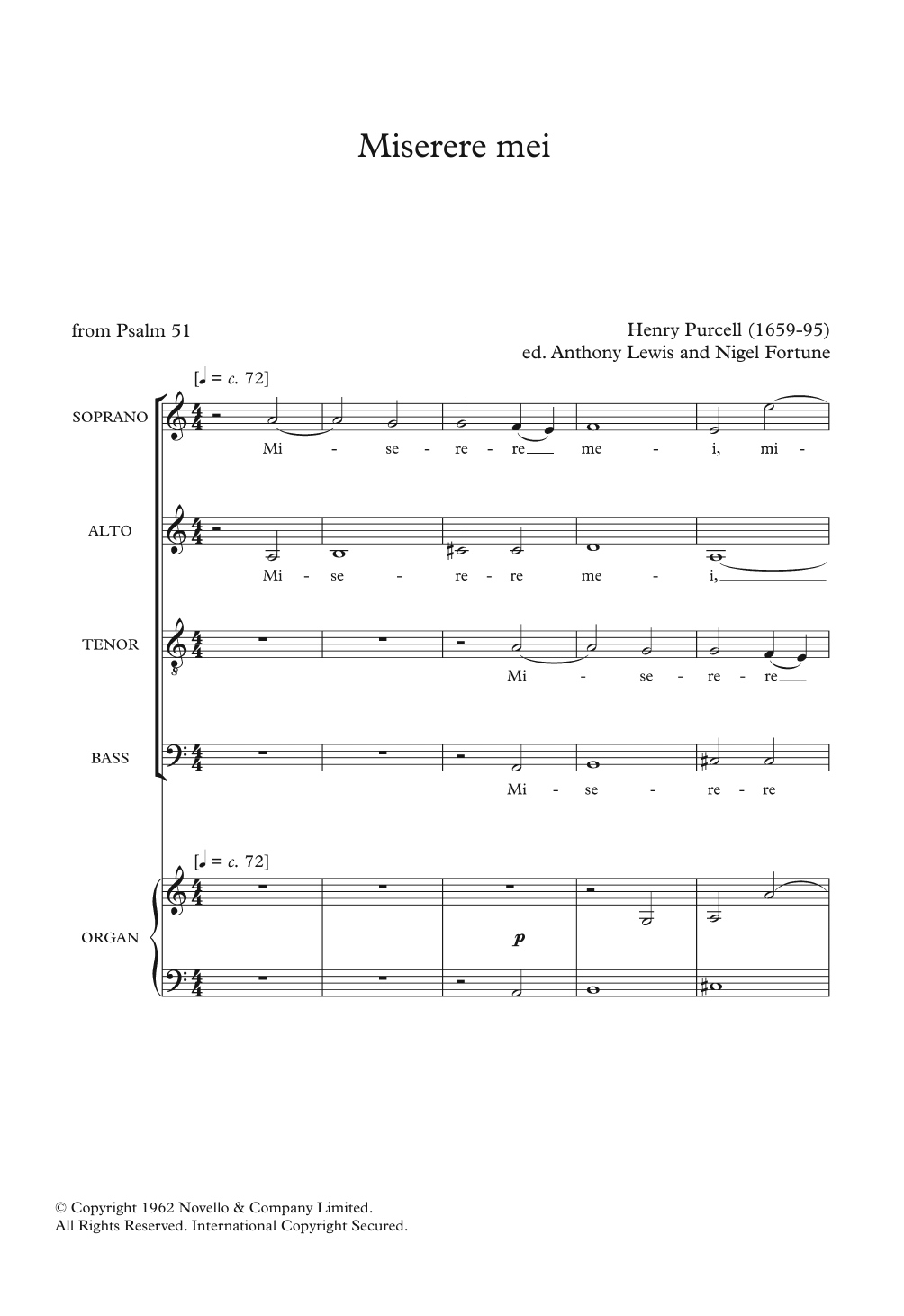 Henry Purcell Miserere Mei Sheet Music Notes & Chords for SATB - Download or Print PDF