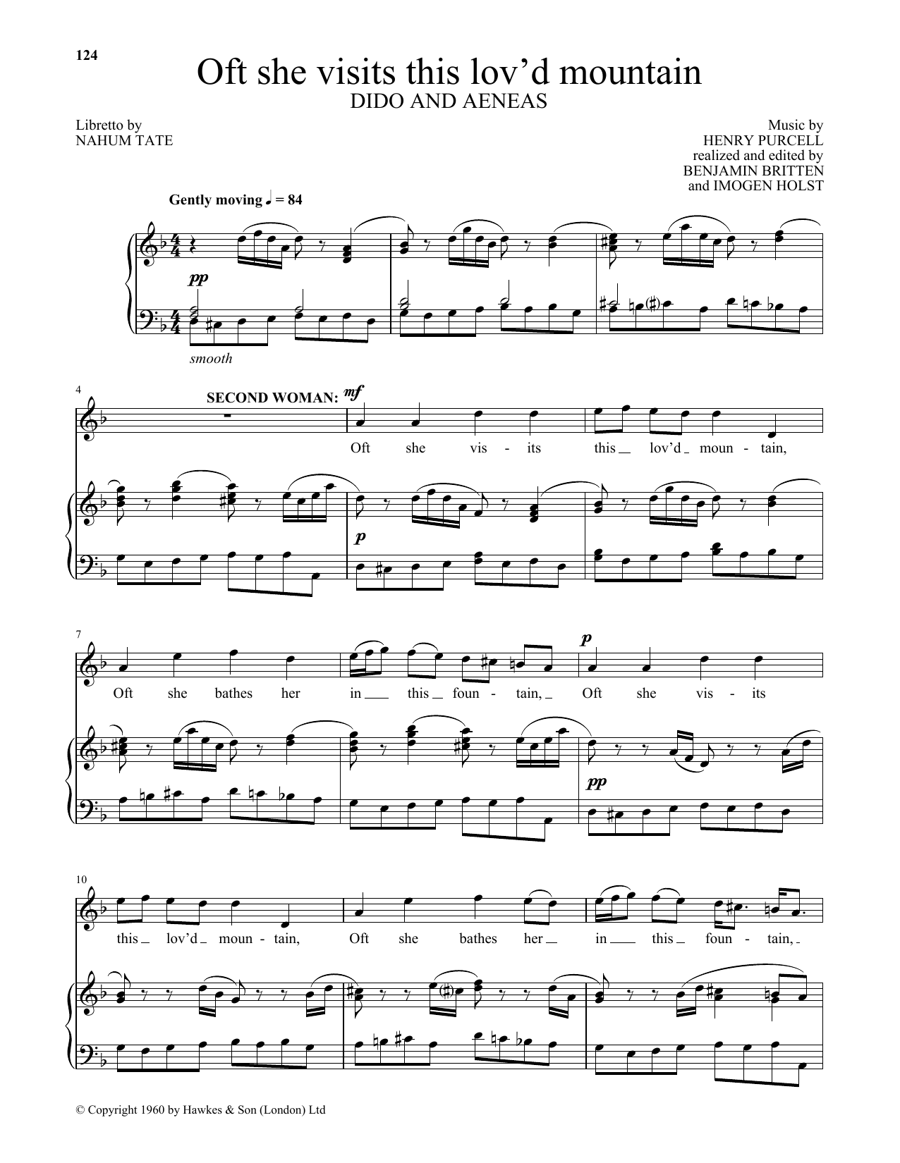 Henry Purcell Oft she visits this lov'd mountain (from Dido And Aeneas) Sheet Music Notes & Chords for Piano & Vocal - Download or Print PDF