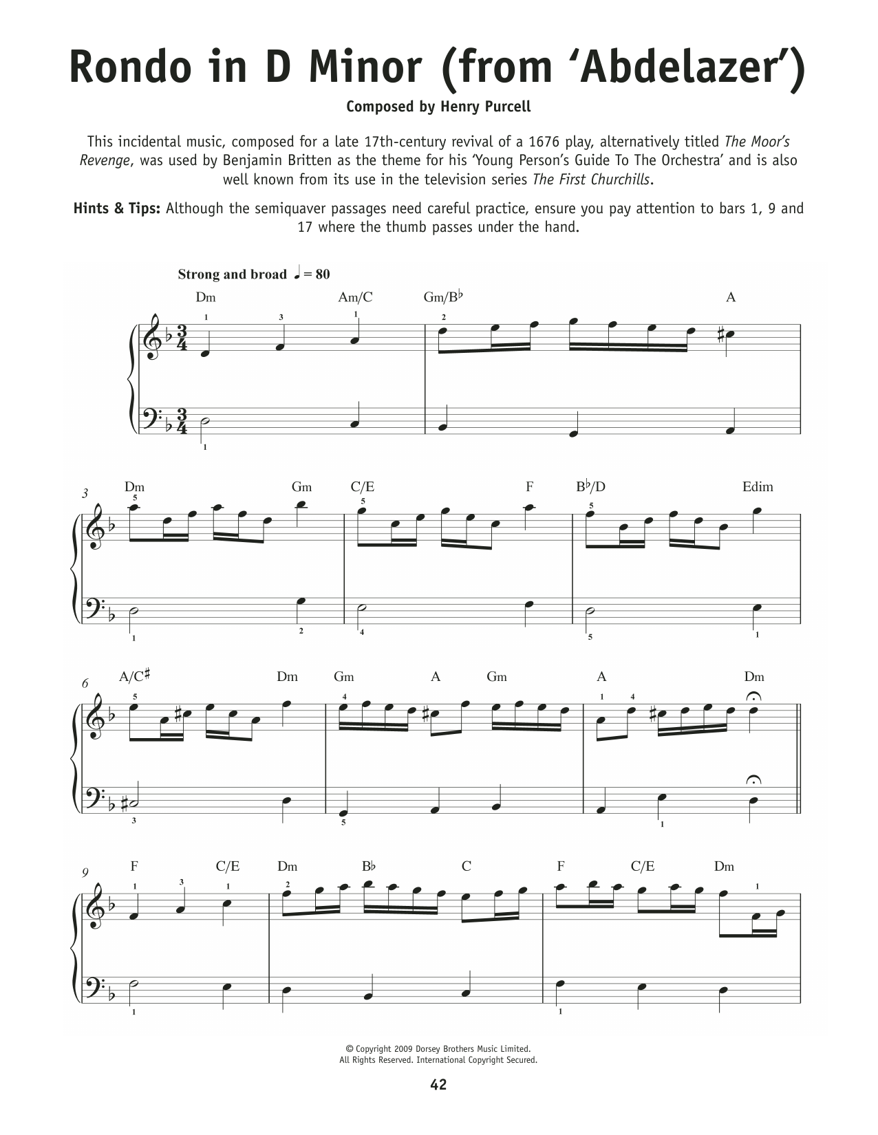 Henry Purcell Rondo From Abdelazer Sheet Music Notes & Chords for Really Easy Piano - Download or Print PDF Henry Purcell Rondo From Abdelazer Sheet Music Notes & Chords for Really Easy Piano - Download or Print PDF