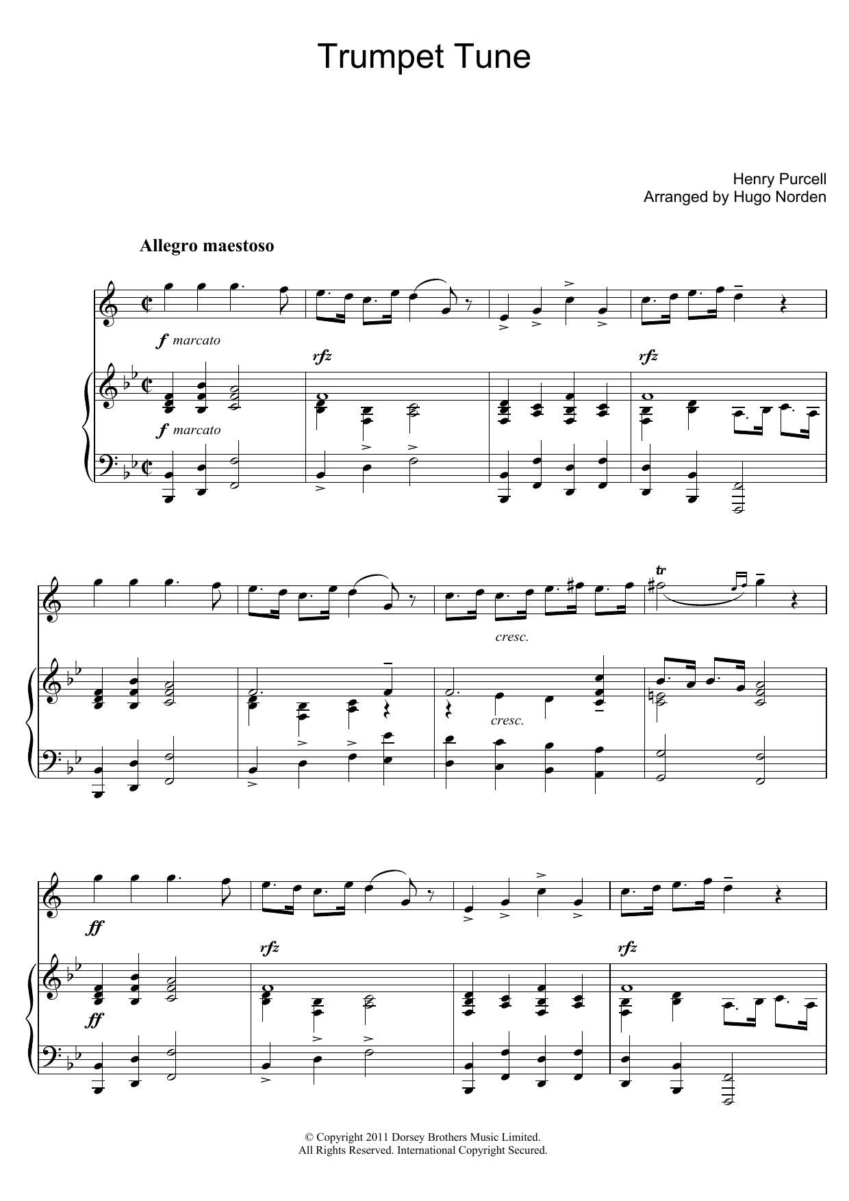 Henry Purcell Trumpet Tune Sheet Music Notes & Chords for Trumpet - Download or Print PDF