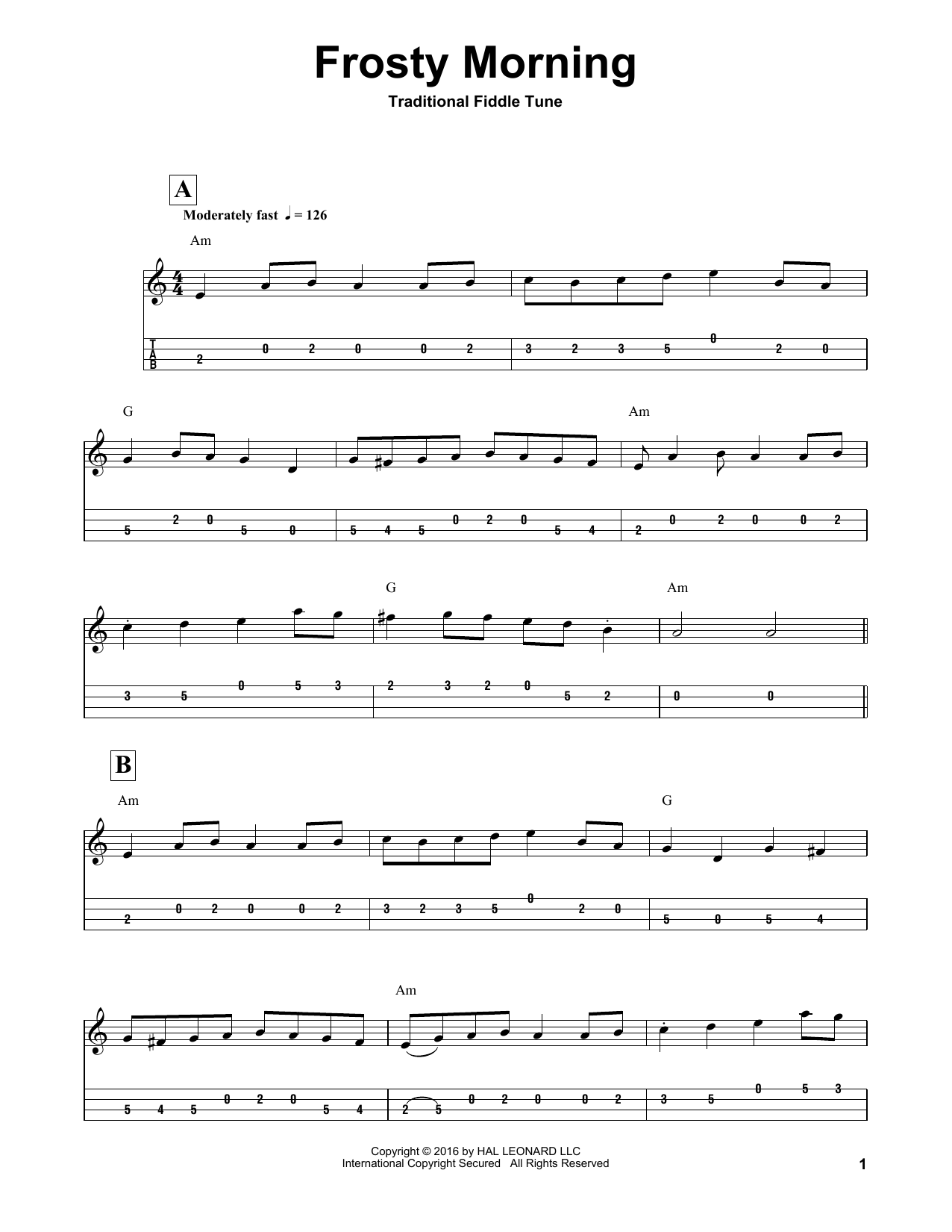 Henry Reed Frosty Morning Sheet Music Notes & Chords for Mandolin Tab - Download or Print PDF