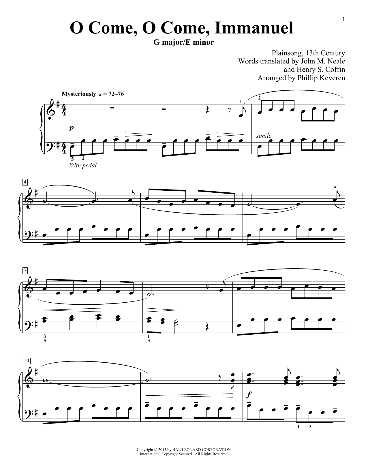 Phillip Keveren O Come, O Come Immanuel Sheet Music Notes & Chords for Piano - Download or Print PDF