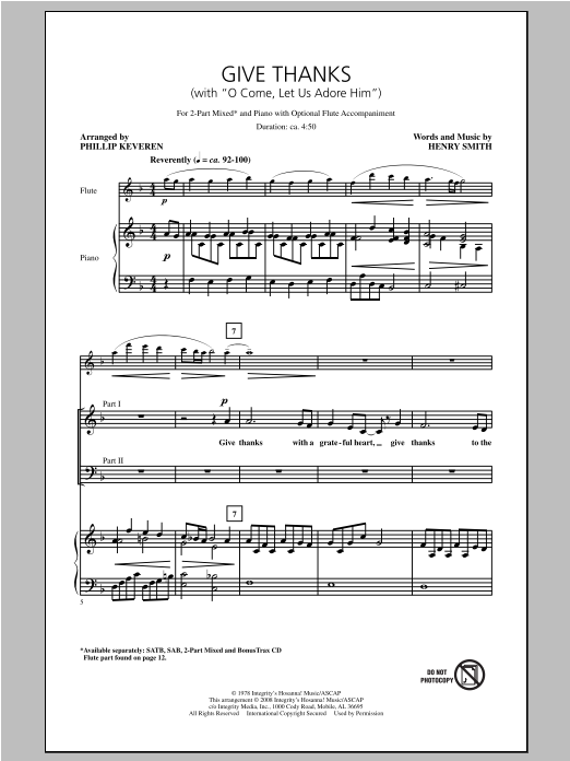 Phillip Keveren Give Thanks (with O Come Let Us Adore Him) Sheet Music Notes & Chords for SATB - Download or Print PDF