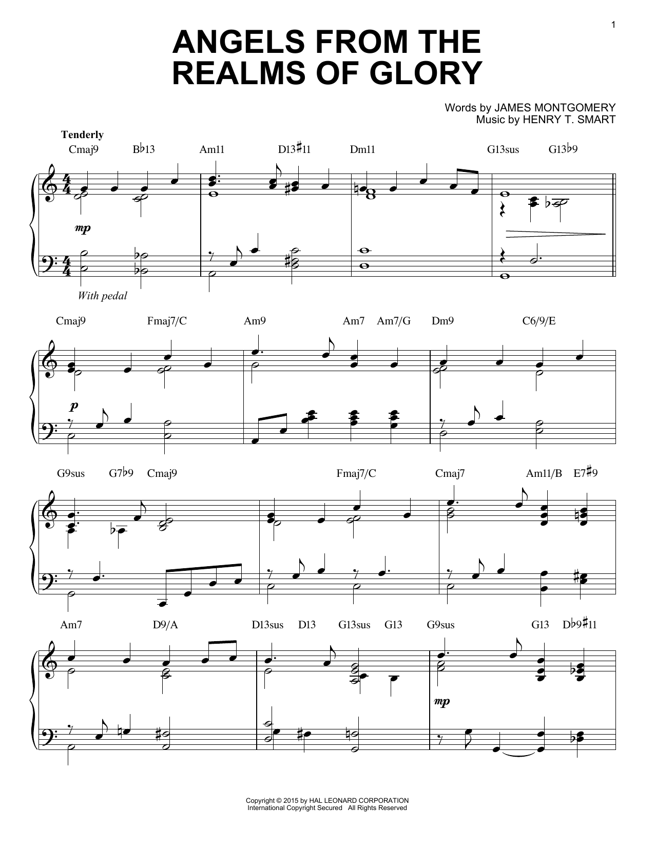 Henry T. Smart Angels From The Realms Of Glory [Jazz version] (arr. Brent Edstrom) Sheet Music Notes & Chords for Piano - Download or Print PDF