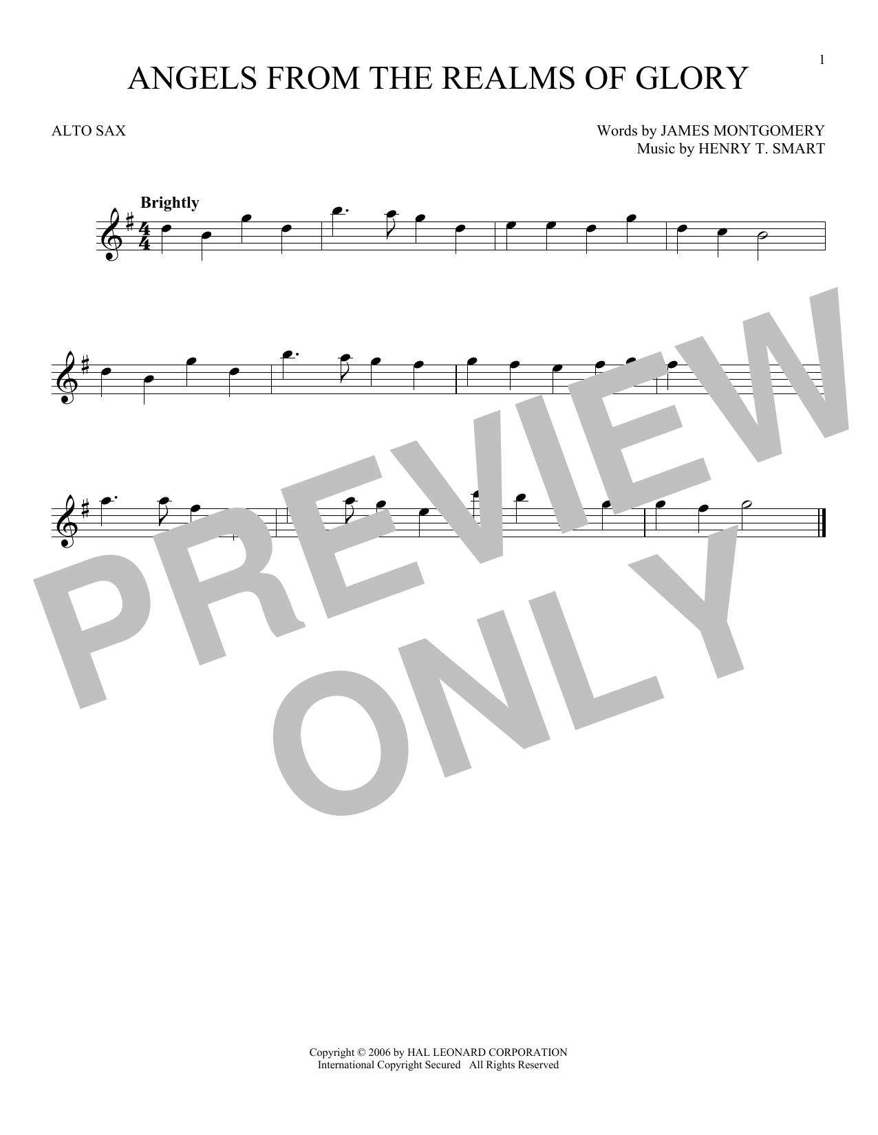 Henry T. Smart Angels From The Realms Of Glory Sheet Music Notes & Chords for Violin - Download or Print PDF