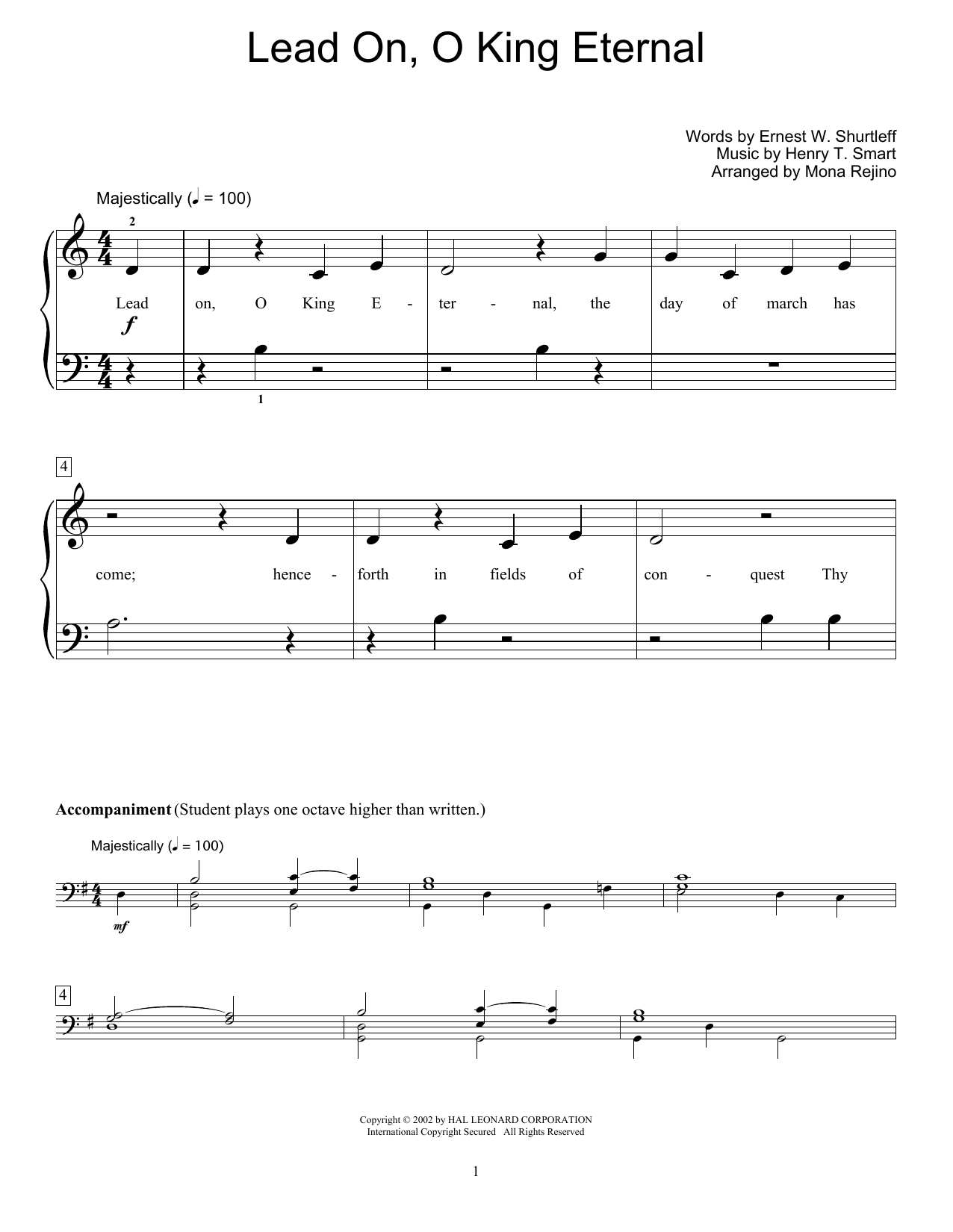 Henry T. Smart Lead On, O King Eternal Sheet Music Notes & Chords for Educational Piano - Download or Print PDF
