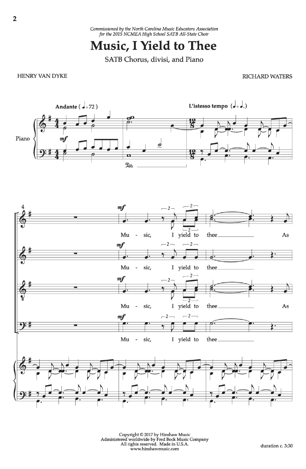 Henry van Dyke Music, I Yield to Thee Sheet Music Notes & Chords for Choral - Download or Print PDF