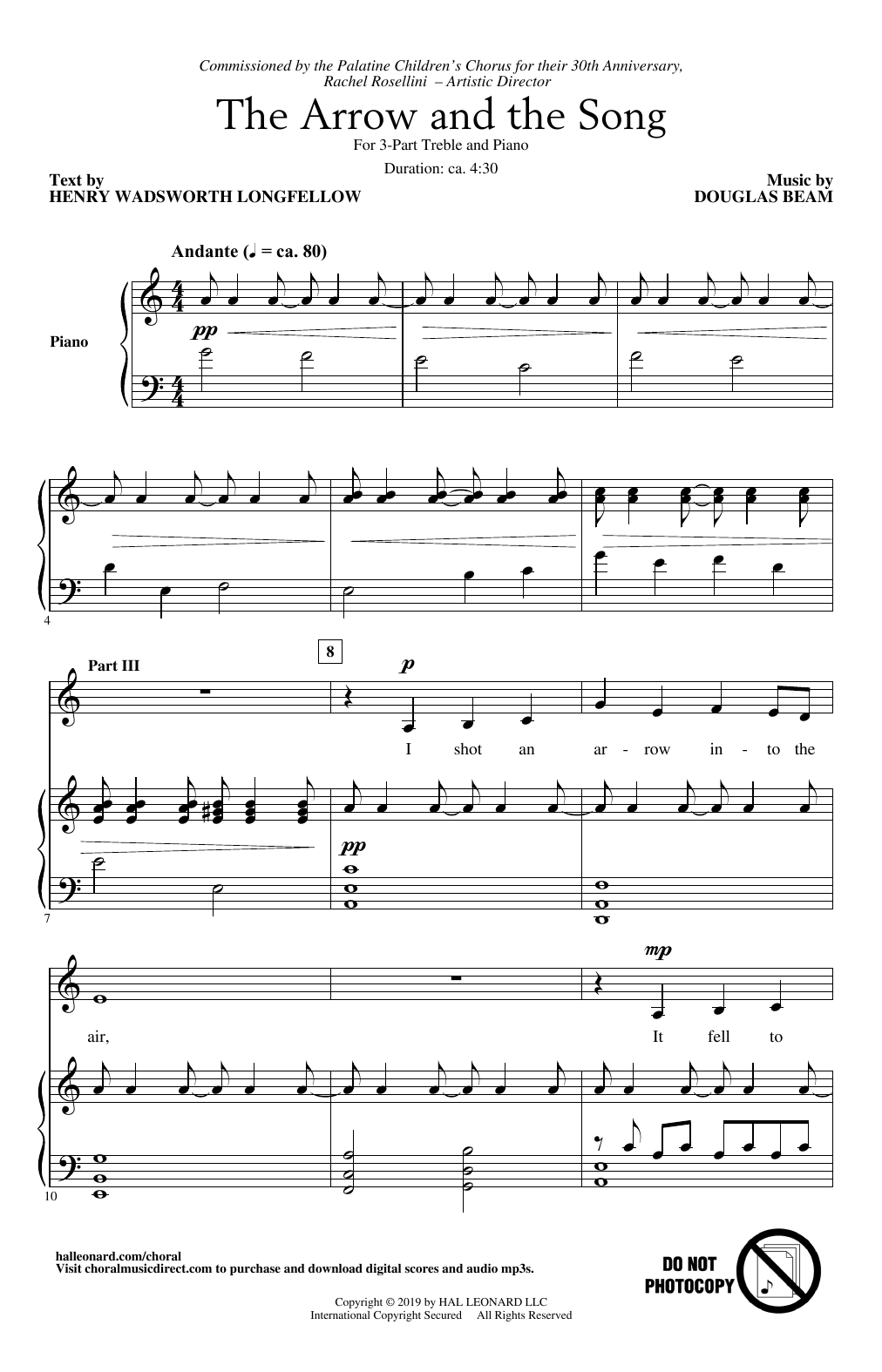 Henry Wadsworth Longfellow and Douglas Beam The Arrow And The Song Sheet Music Notes & Chords for 3-Part Treble Choir - Download or Print PDF