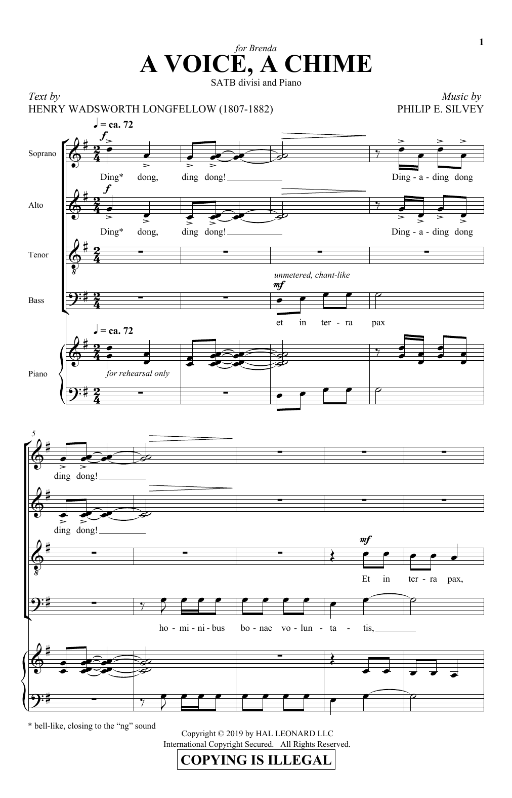 Henry Wadsworth Longfellow and Philip E. Silvey A Voice, A Chime Sheet Music Notes & Chords for SATB Choir - Download or Print PDF