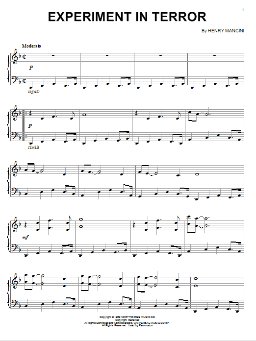 Experiment In Terror sheet music