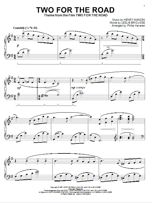 Two For The Road sheet music