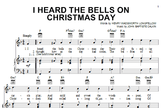 Preview Henry Wadsworth Longfellow I Heard The Bells On Christmas Day Christmas sheet music, notes and chords for Accordion, SKU: 59223 I Heard The Bells On Christmas Day sheet music