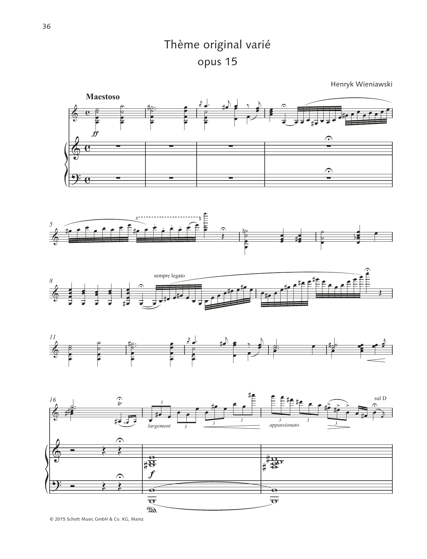 Henryk Wieniawski Thème original varié Sheet Music Notes & Chords for String Solo - Download or Print PDF