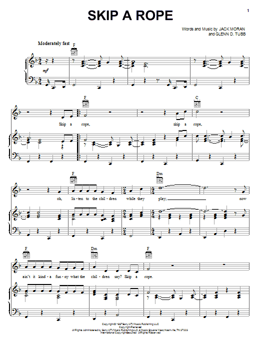 Henson Cargill Skip A Rope Sheet Music Notes & Chords for Lyrics & Chords - Download or Print PDF