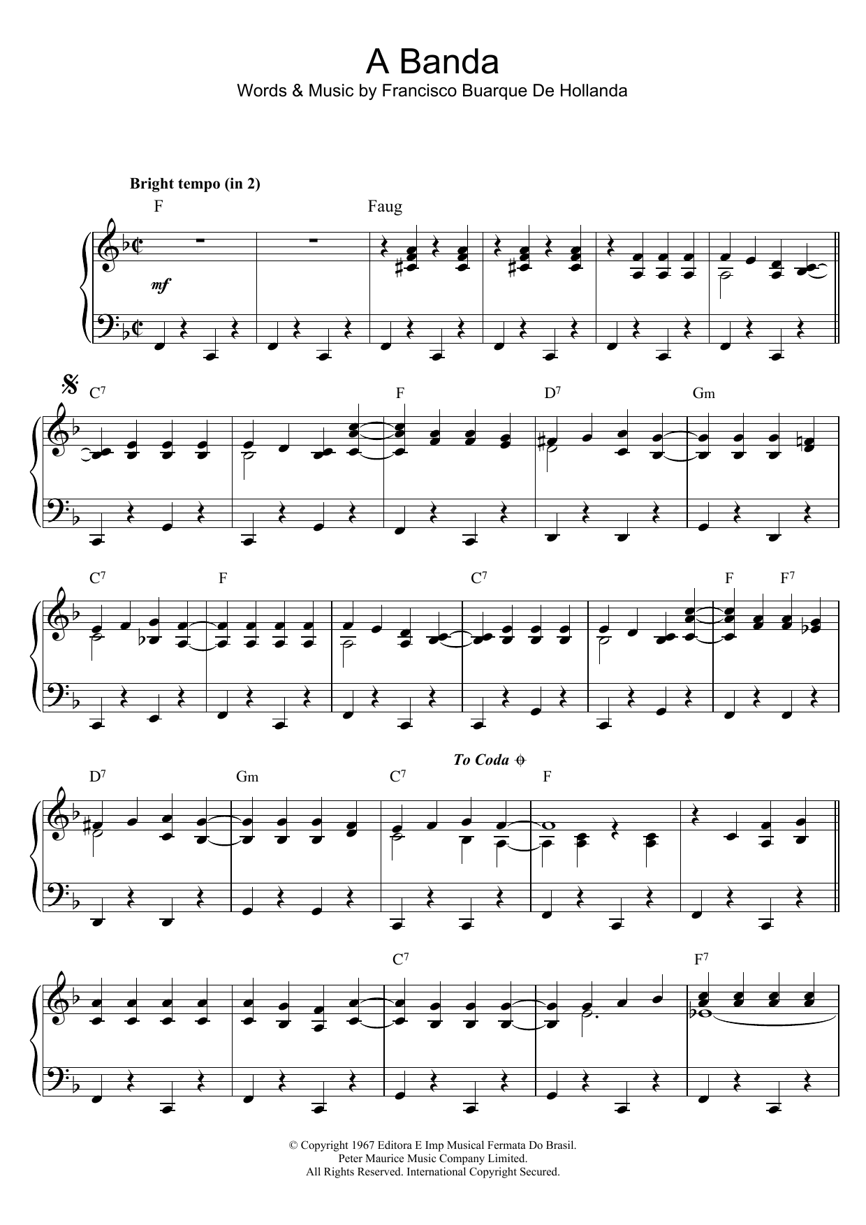 Herb Alpert & The Tijuana Brass A Banda Sheet Music Notes & Chords for Piano - Download or Print PDF