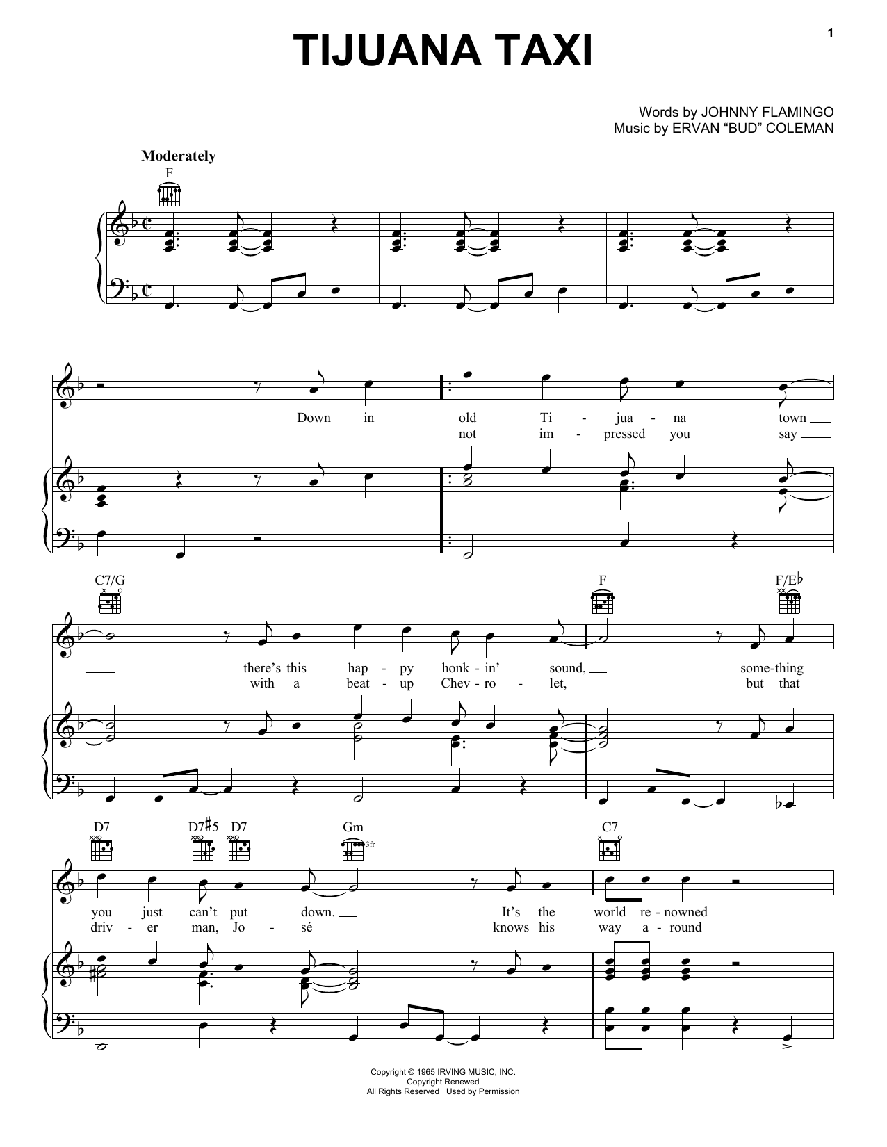 Herb Alpert & The Tijuana Brass Band Tijuana Taxi Sheet Music Notes & Chords for Alto Saxophone - Download or Print PDF