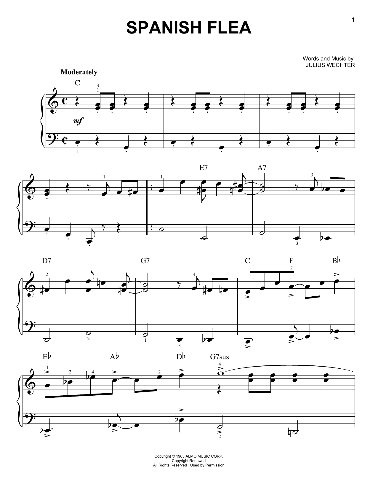 Herb Alpert & The Tijuana Brass Spanish Flea Sheet Music Notes & Chords for Piano, Vocal & Guitar (Right-Hand Melody) - Download or Print PDF