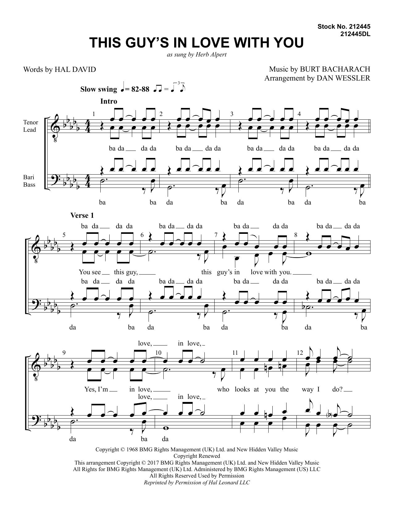 Herb Alpert This Guy's in Love with You (arr. Dan Wessler) Sheet Music Notes & Chords for TTBB Choir - Download or Print PDF