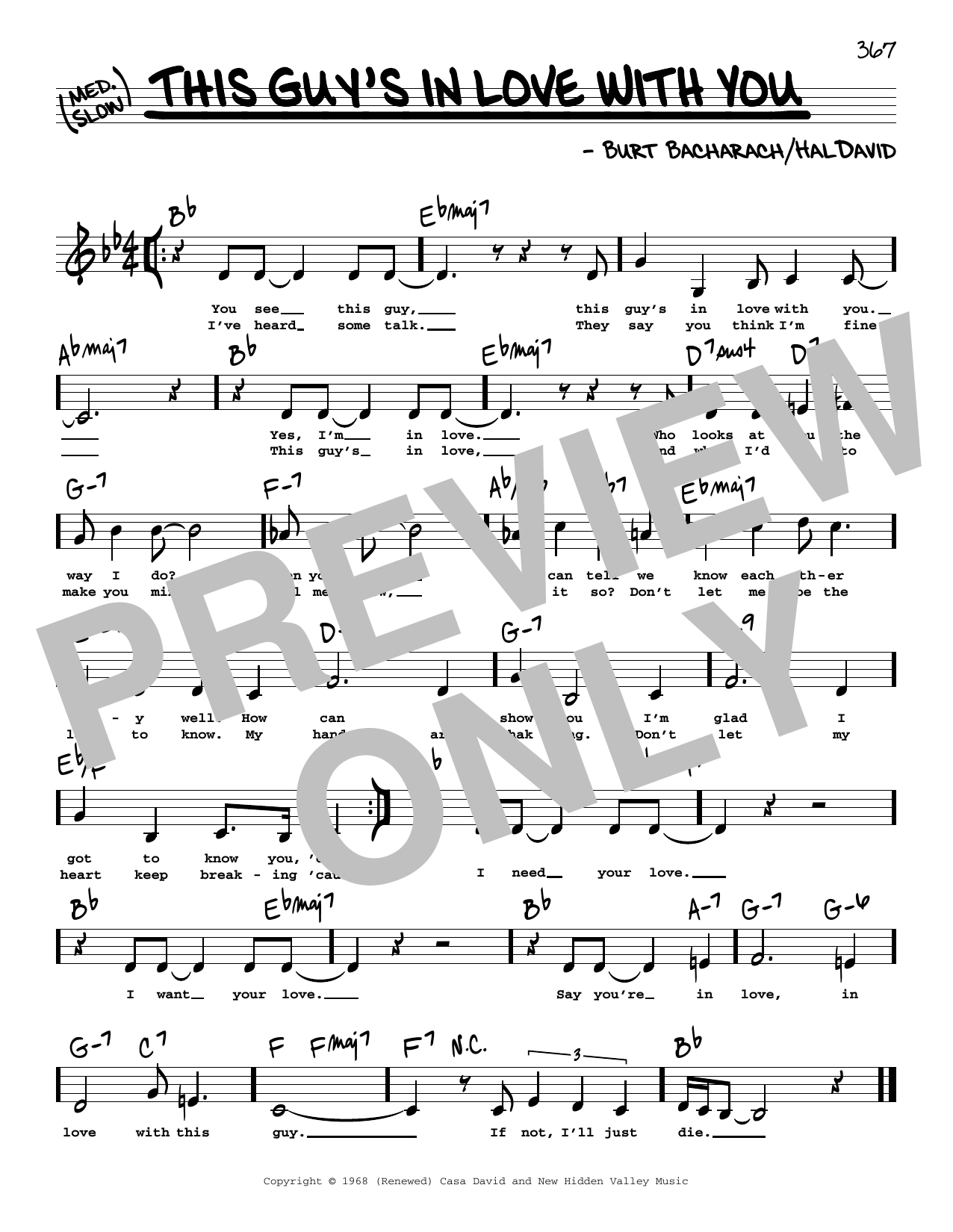 Herb Alpert This Guy's In Love With You (Low Voice) Sheet Music Notes & Chords for Real Book – Melody, Lyrics & Chords - Download or Print PDF