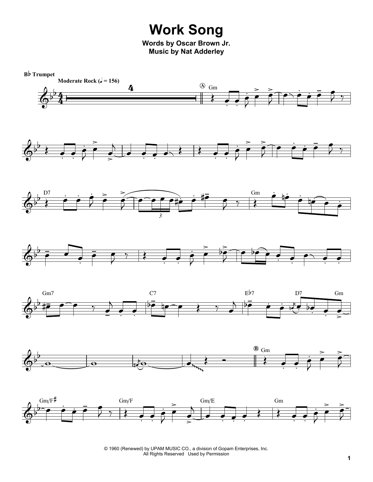 Herb Alpert Work Song Sheet Music Notes & Chords for Trumpet Transcription - Download or Print PDF