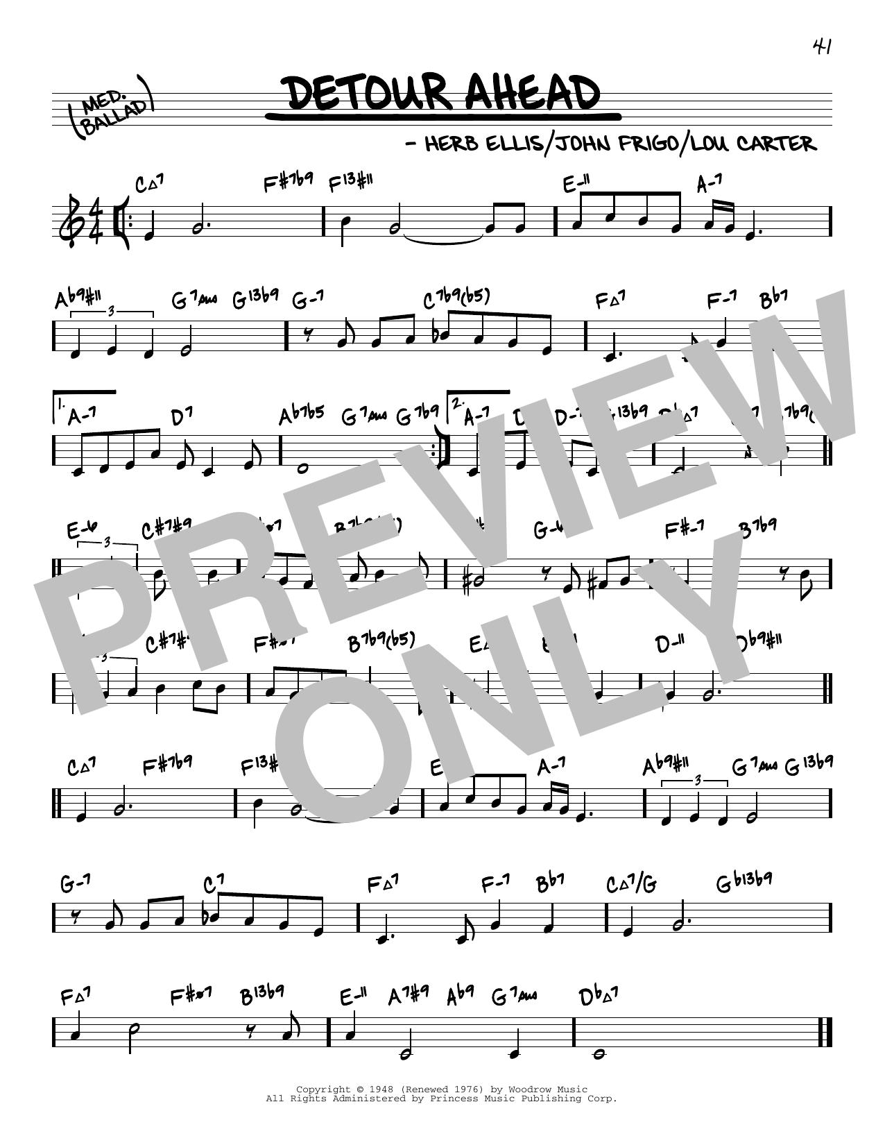 Herb Ellis Detour Ahead (arr. David Hazeltine) Sheet Music Notes & Chords for Real Book – Enhanced Chords - Download or Print PDF