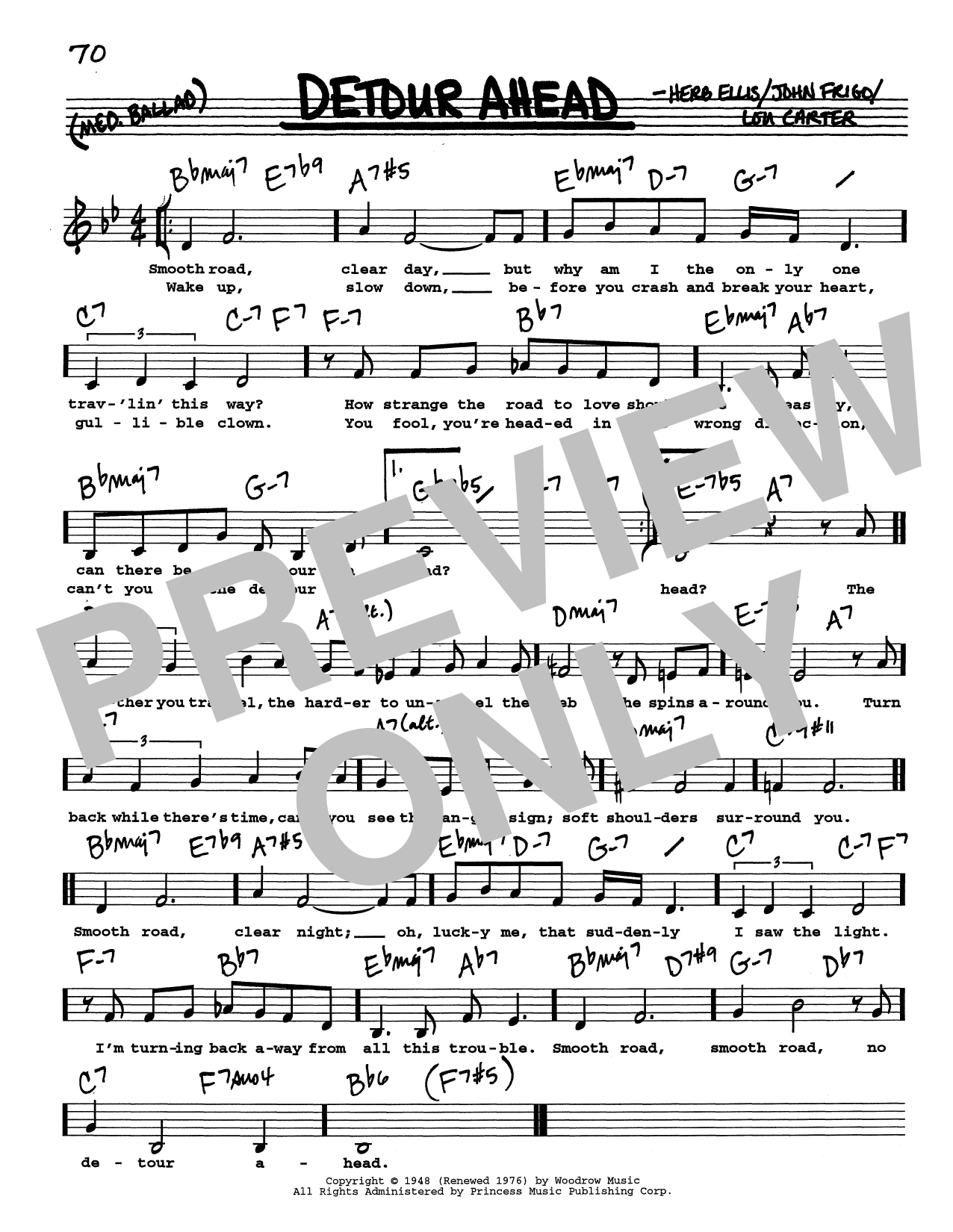 Herb Ellis Detour Ahead (Low Voice) Sheet Music Notes & Chords for Real Book – Melody, Lyrics & Chords - Download or Print PDF