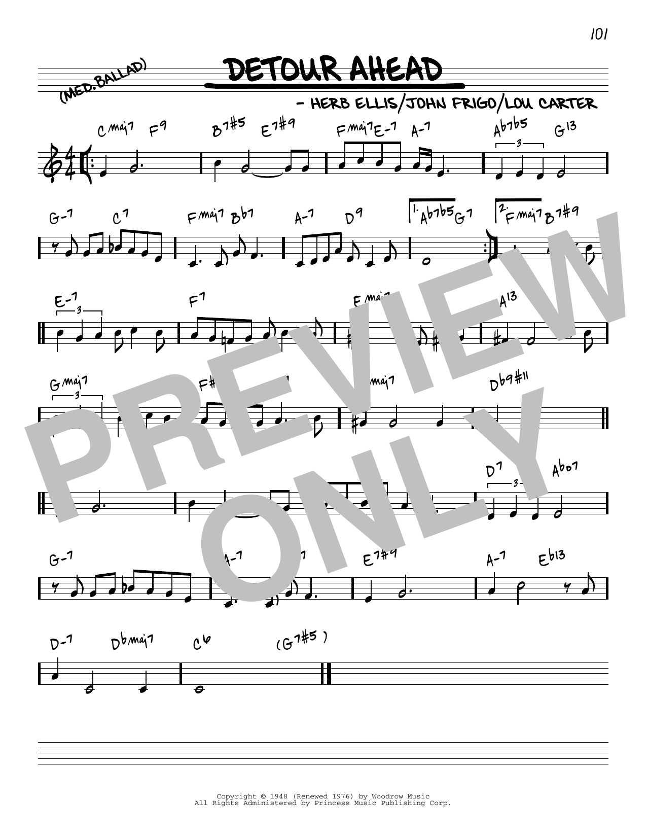 Herb Ellis Detour Ahead [Reharmonized version] (arr. Jack Grassel) Sheet Music Notes & Chords for Real Book – Melody & Chords - Download or Print PDF