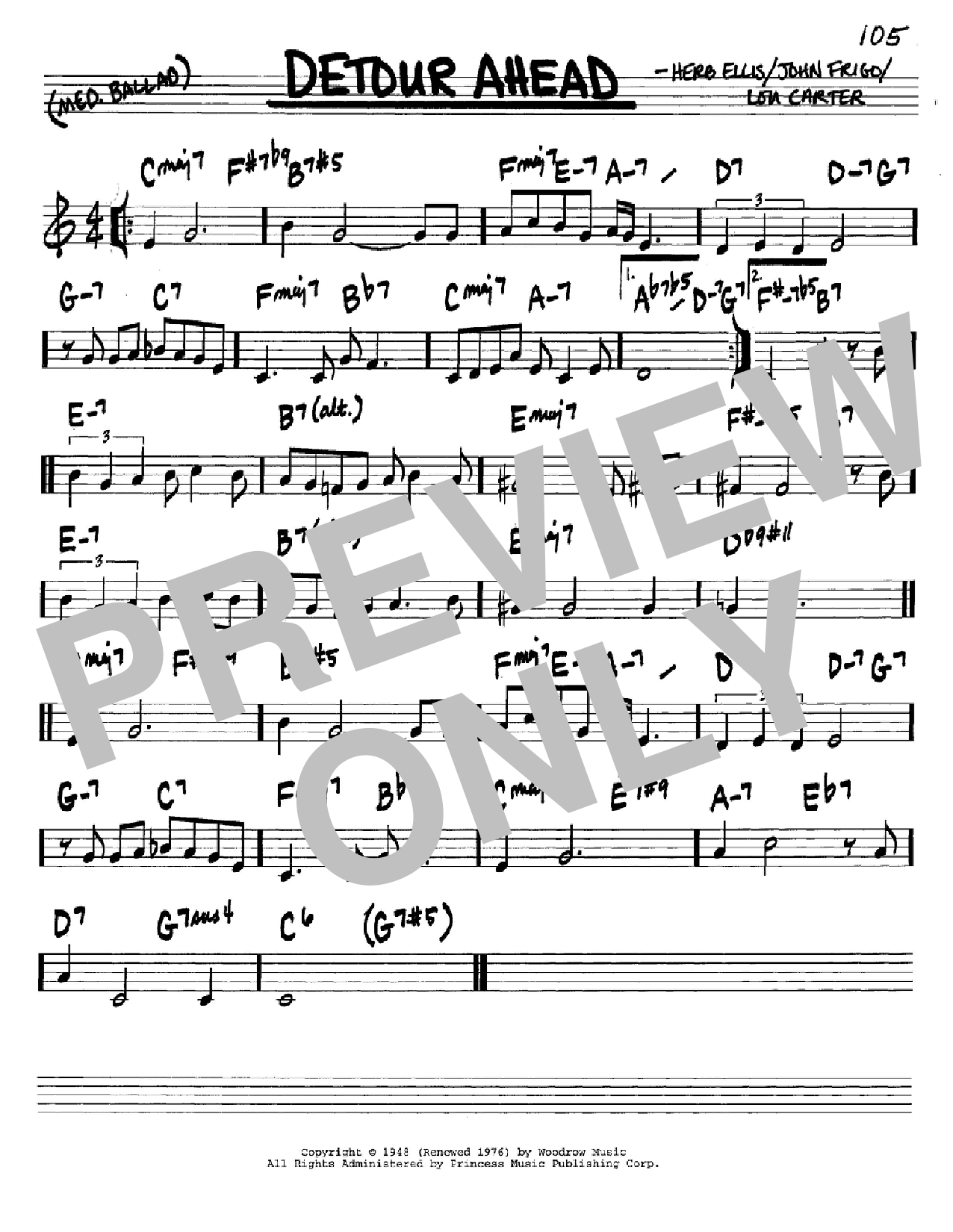 Herb Ellis Detour Ahead Sheet Music Notes & Chords for Real Book - Melody, Lyrics & Chords - C Instruments - Download or Print PDF