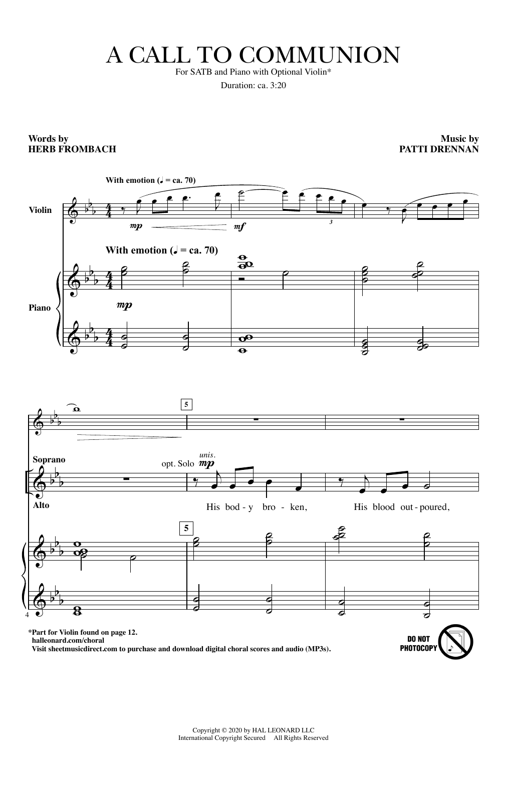 Herb Frombach and Patti Drennan A Call To Communion Sheet Music Notes & Chords for SATB Choir - Download or Print PDF