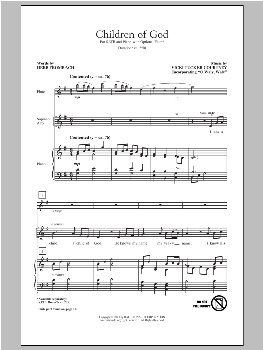 Herb Frombach Children Of God Sheet Music Notes & Chords for SATB - Download or Print PDF