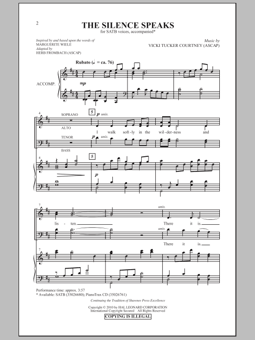 Herb Frombach The Silence Speaks Sheet Music Notes & Chords for SATB - Download or Print PDF