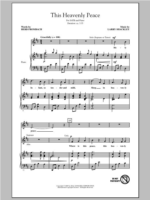 Larry Shackley This Heavenly Peace Sheet Music Notes & Chords for SATB - Download or Print PDF