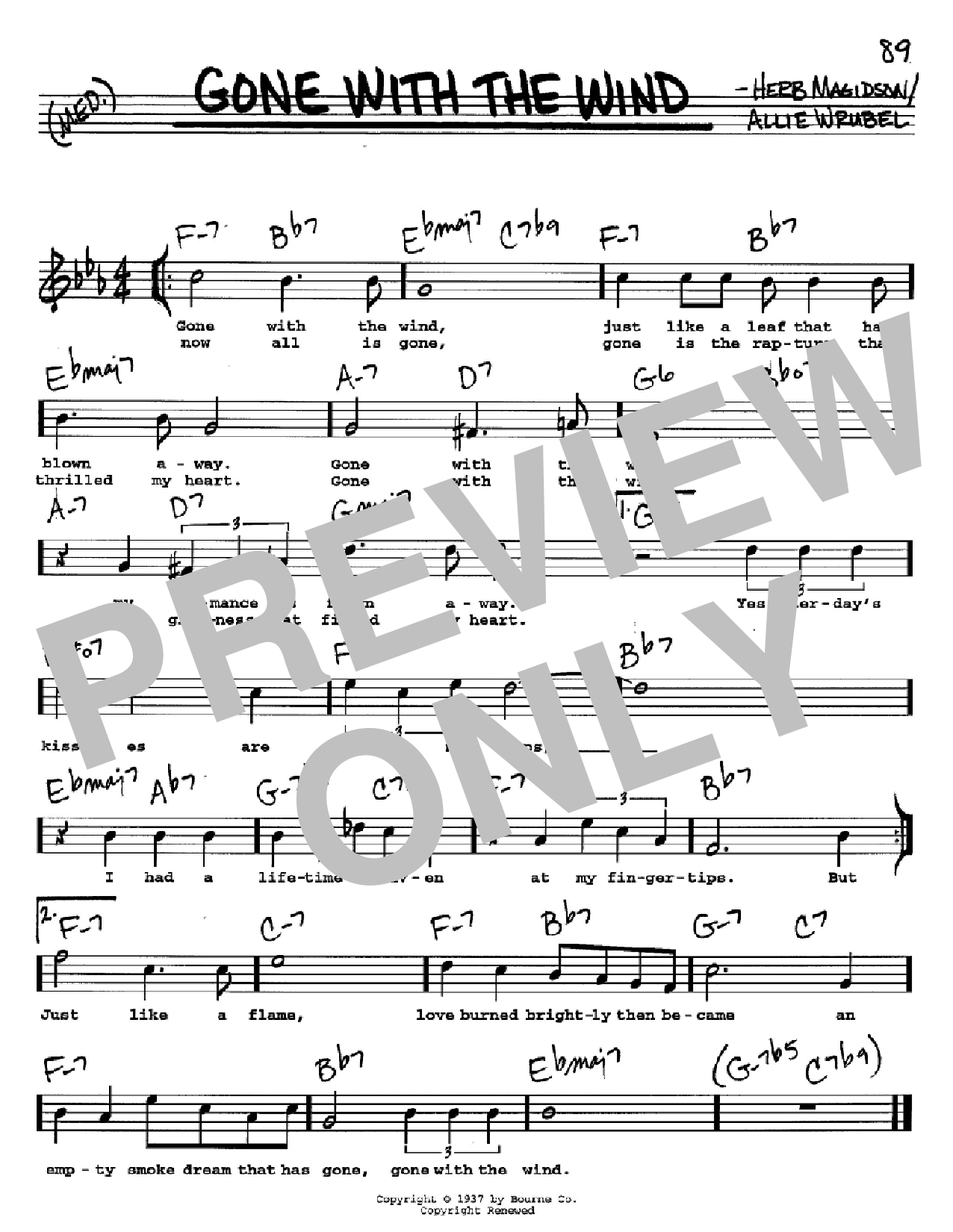 Herb Magidson Gone With The Wind Sheet Music Notes & Chords for Piano, Vocal & Guitar (Right-Hand Melody) - Download or Print PDF