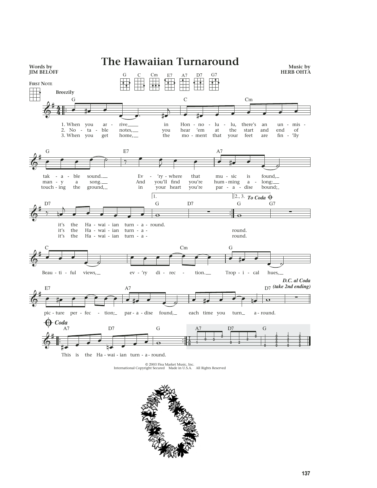 Herb Ohta and Jim Beloff The Hawaiian Turnaround (from The Daily Ukulele) (arr. Liz and Jim Beloff) Sheet Music Notes & Chords for Ukulele - Download or Print PDF