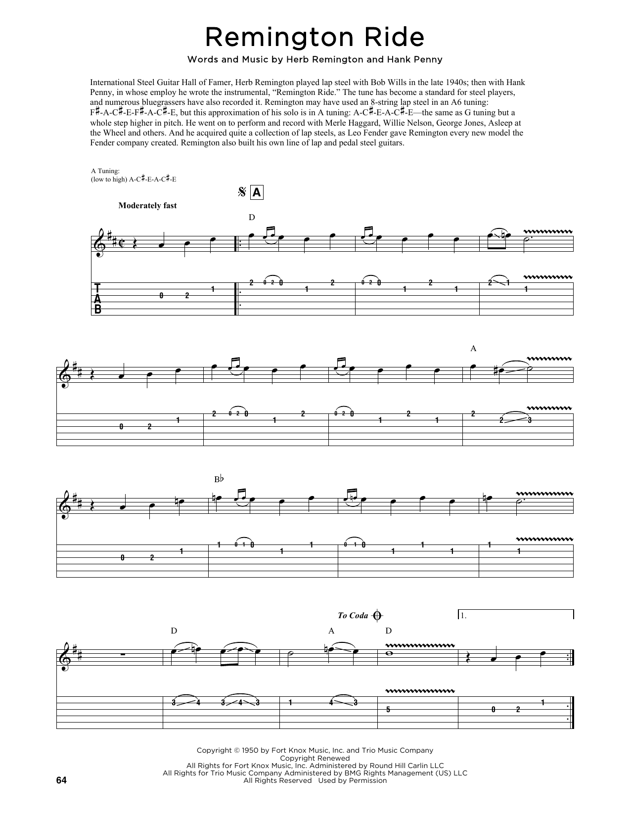 Herb Remington Remington Ride Sheet Music Notes & Chords for Guitar Tab - Download or Print PDF