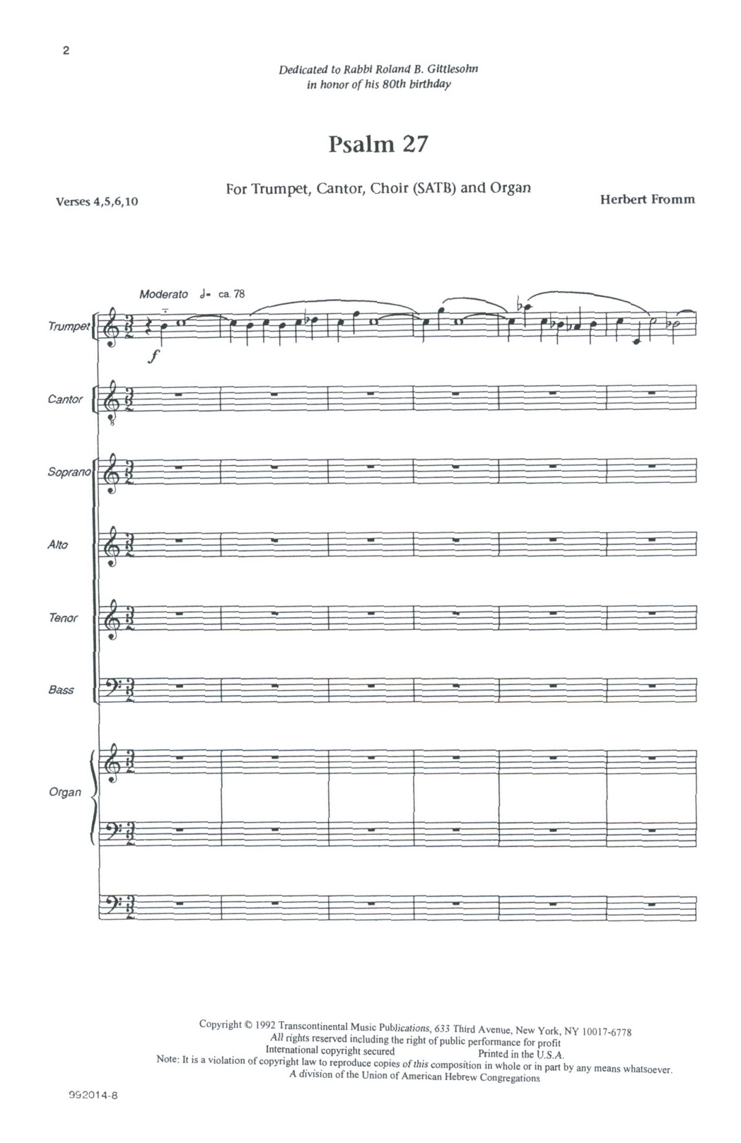 Herbert Fromm Psalm 27 Sheet Music Notes & Chords for SATB Choir - Download or Print PDF