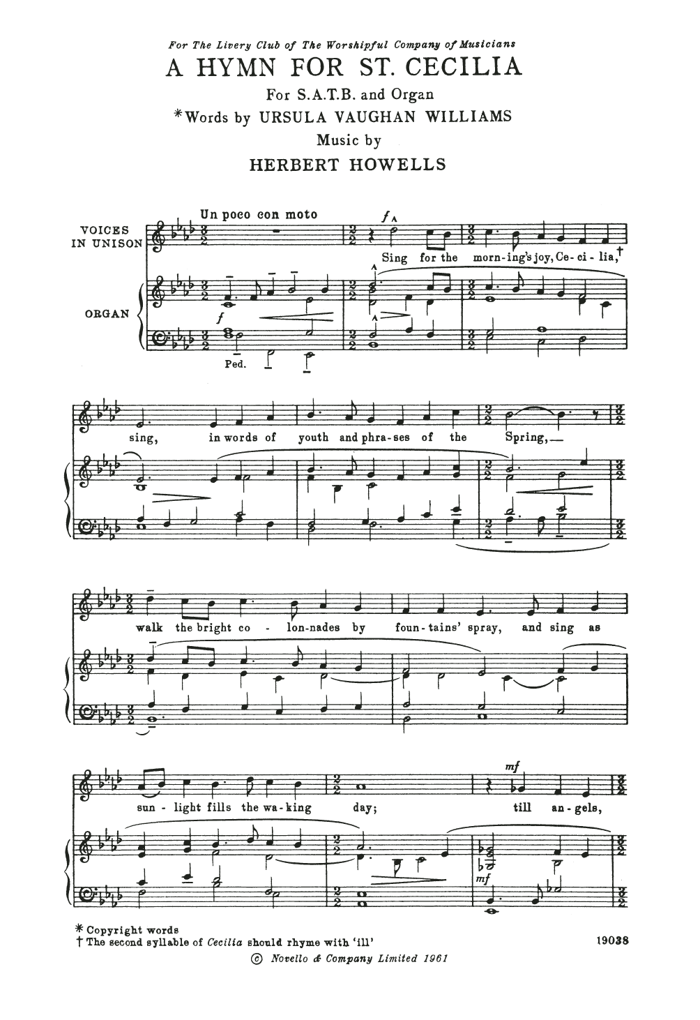 Herbert Howells A Hymn For St Cecilia Sheet Music Notes & Chords for Choir - Download or Print PDF Herbert Howells A Hymn For St Cecilia Sheet Music Notes & Chords for Choir - Download or Print PDF