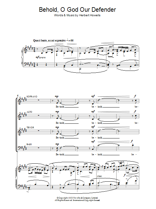 Herbert Howells Behold O God Our Defender Sheet Music Notes & Chords for Choir - Download or Print PDF