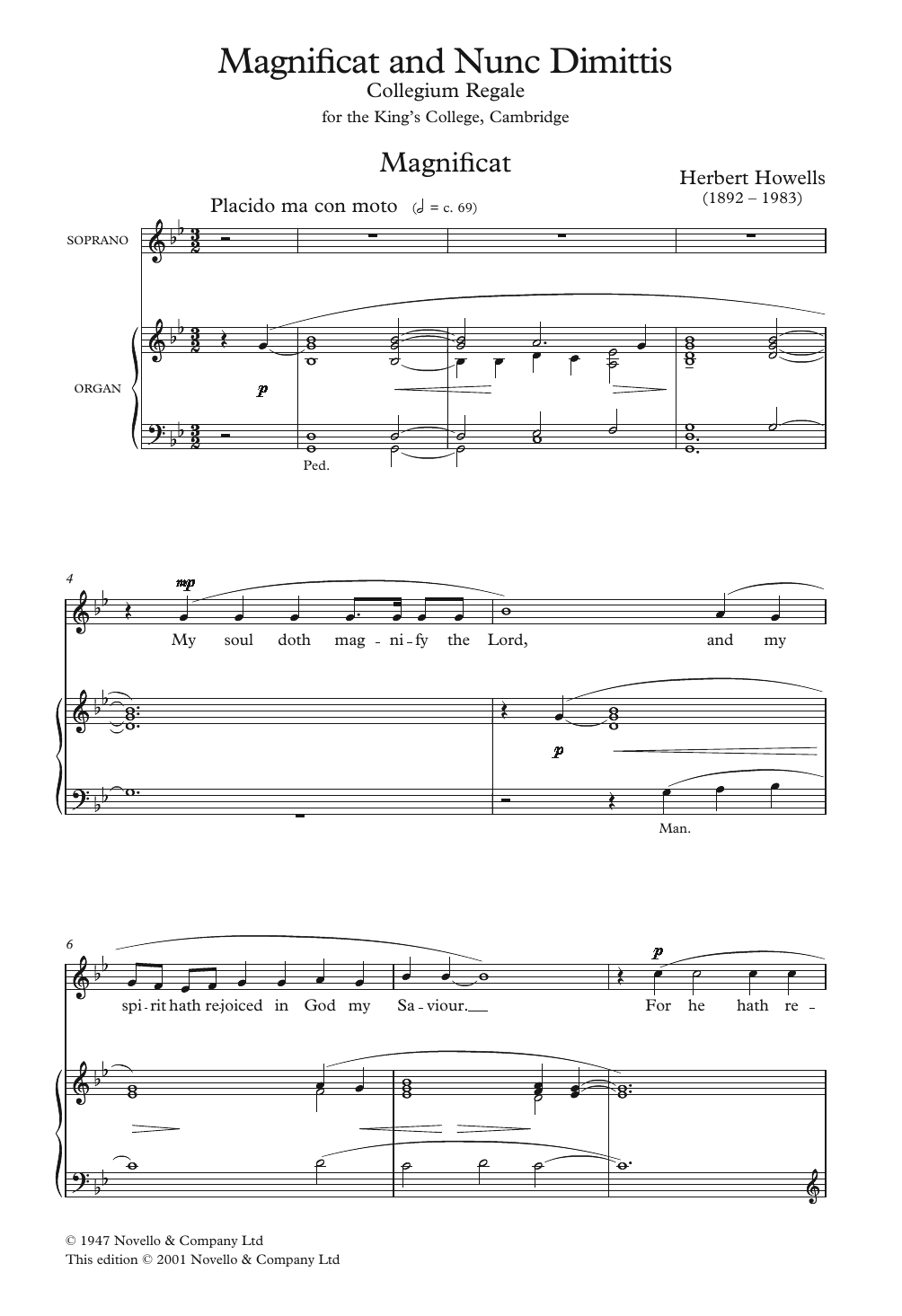 Herbert Howells Collegium Regale 1945 Magnificat And Nunc Dimittis Sheet Music Notes & Chords for Choir - Download or Print PDF