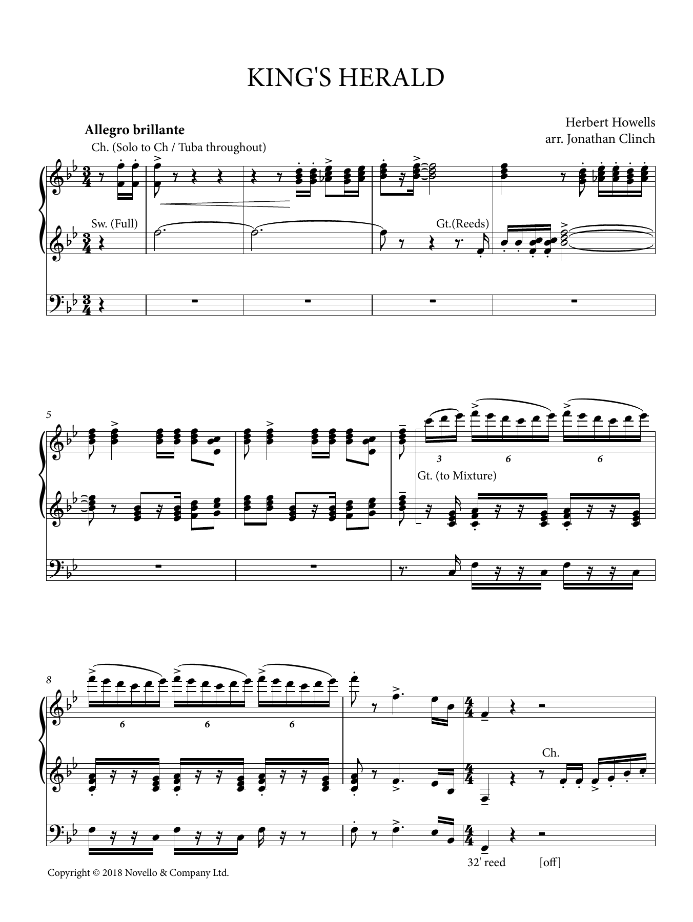 Herbert Howells King's Herald Sheet Music Notes & Chords for Organ - Download or Print PDF