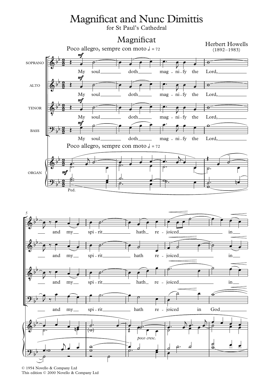 Herbert Howells The St. Paul's Cathedral Magnificat And Nunc Dimittis Sheet Music Notes & Chords for Choir - Download or Print PDF