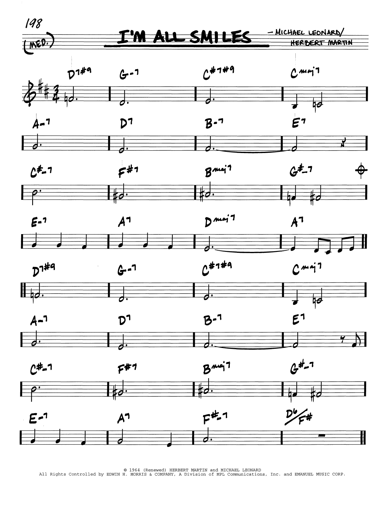 Herbert Martin I'm All Smiles Sheet Music Notes & Chords for Real Book - Melody & Chords - C Instruments - Download or Print PDF