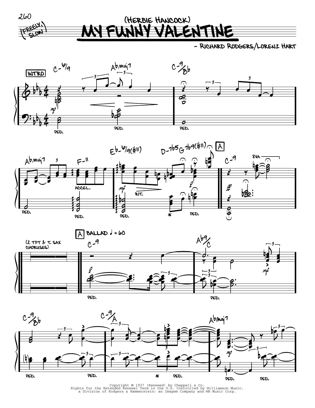 Herbie Hancock My Funny Valentine (solo only) Sheet Music Notes & Chords for Real Book – Melody & Chords - Download or Print PDF