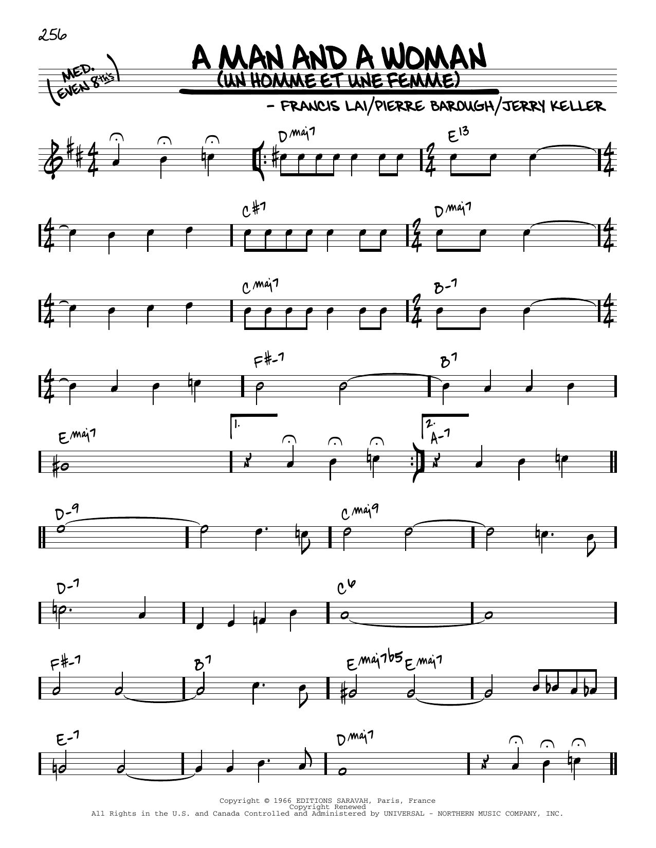 Herbie Mann and Tamiko Jones A Man And A Woman (Un Homme Et Une Femme) [Reharmonized version] (arr. Jack Grassel) Sheet Music Notes & Chords for Real Book – Melody & Chords - Download or Print PDF