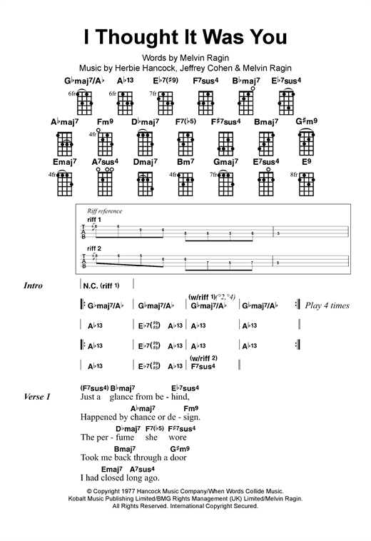 Herbie Hancock I Thought It Was You Sheet Music Notes & Chords for Ukulele - Download or Print PDF