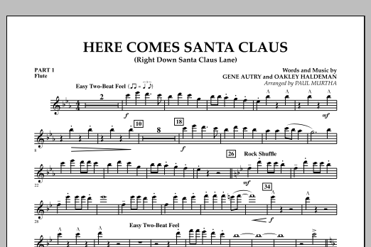 Paul Murtha Here Comes Santa Claus Right Down Santa Claus Lane Pt 1 Flute Sheet Music Download Pdf Score 329022