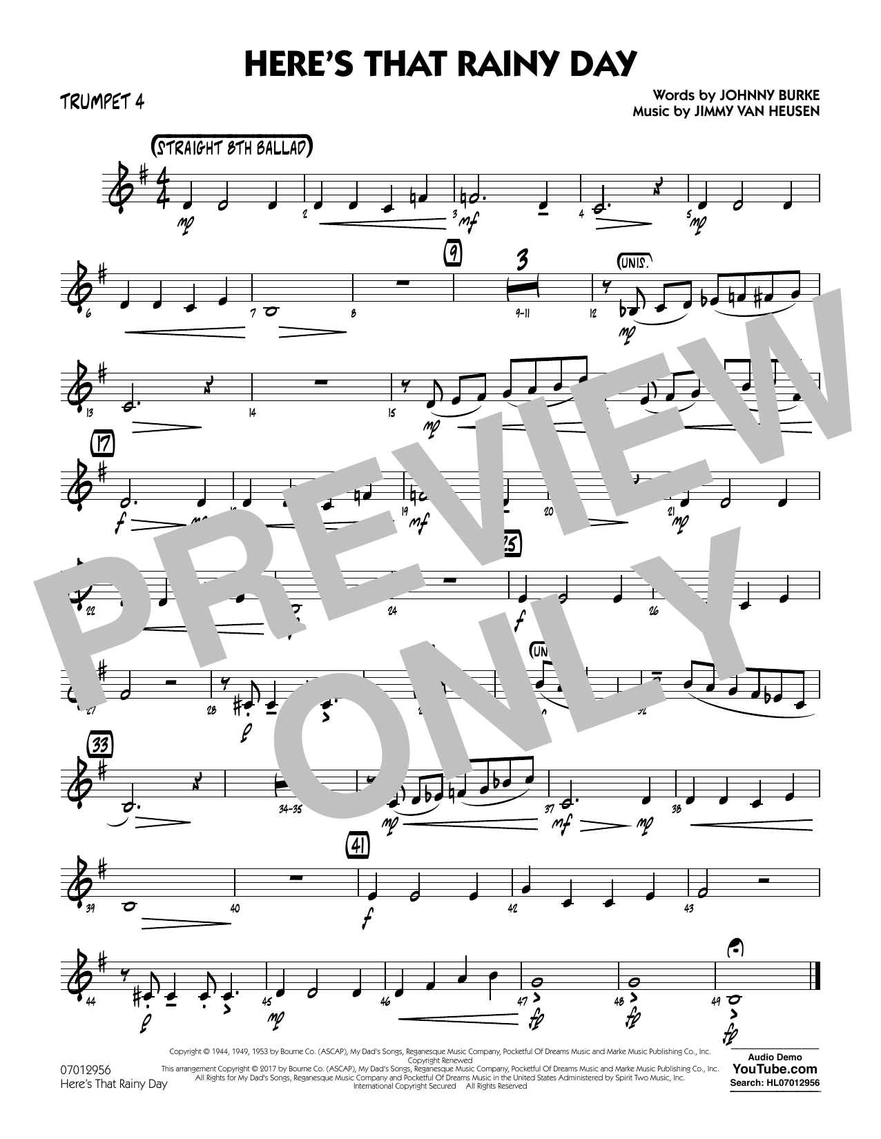 Rick Stitzel Here S That Rainy Day Trumpet 4 Sheet Music Download Pdf Score 367622